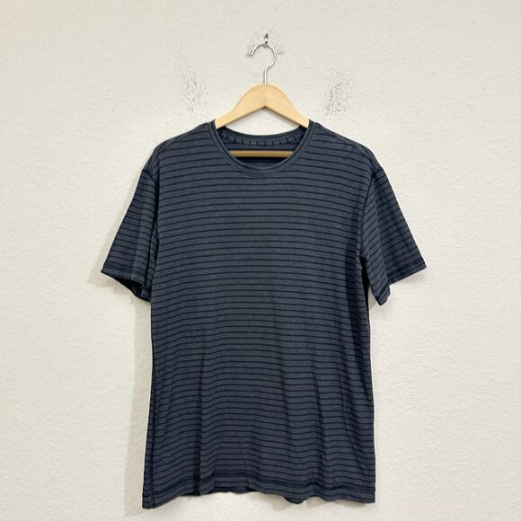 lululemon athletica Other - LULULEMON Striped Short Sleeve Tee Dark Gray Performance Activewear